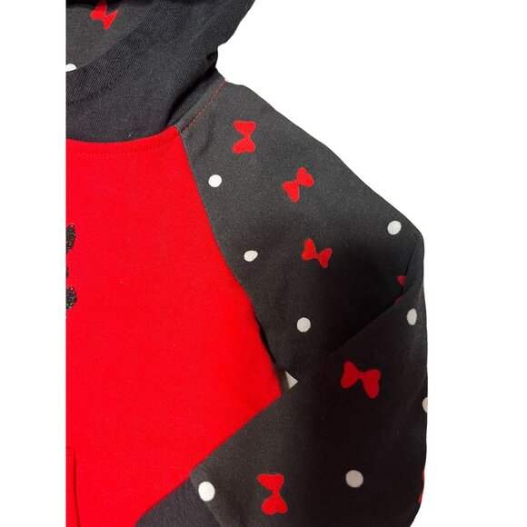 Disney Minnie Mouse Reversible Sequin Hoodie Sweatshirt Pullover Excellent VERY - Picture 5 of 6